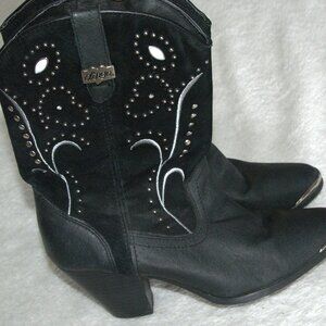 Dingo Black Ankle Boots with White Accents